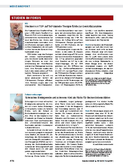 Vorschauseite 1: HIV: Wechsel von TDFauf TAF-basierte Therapie führte zur Gewichtszunahme