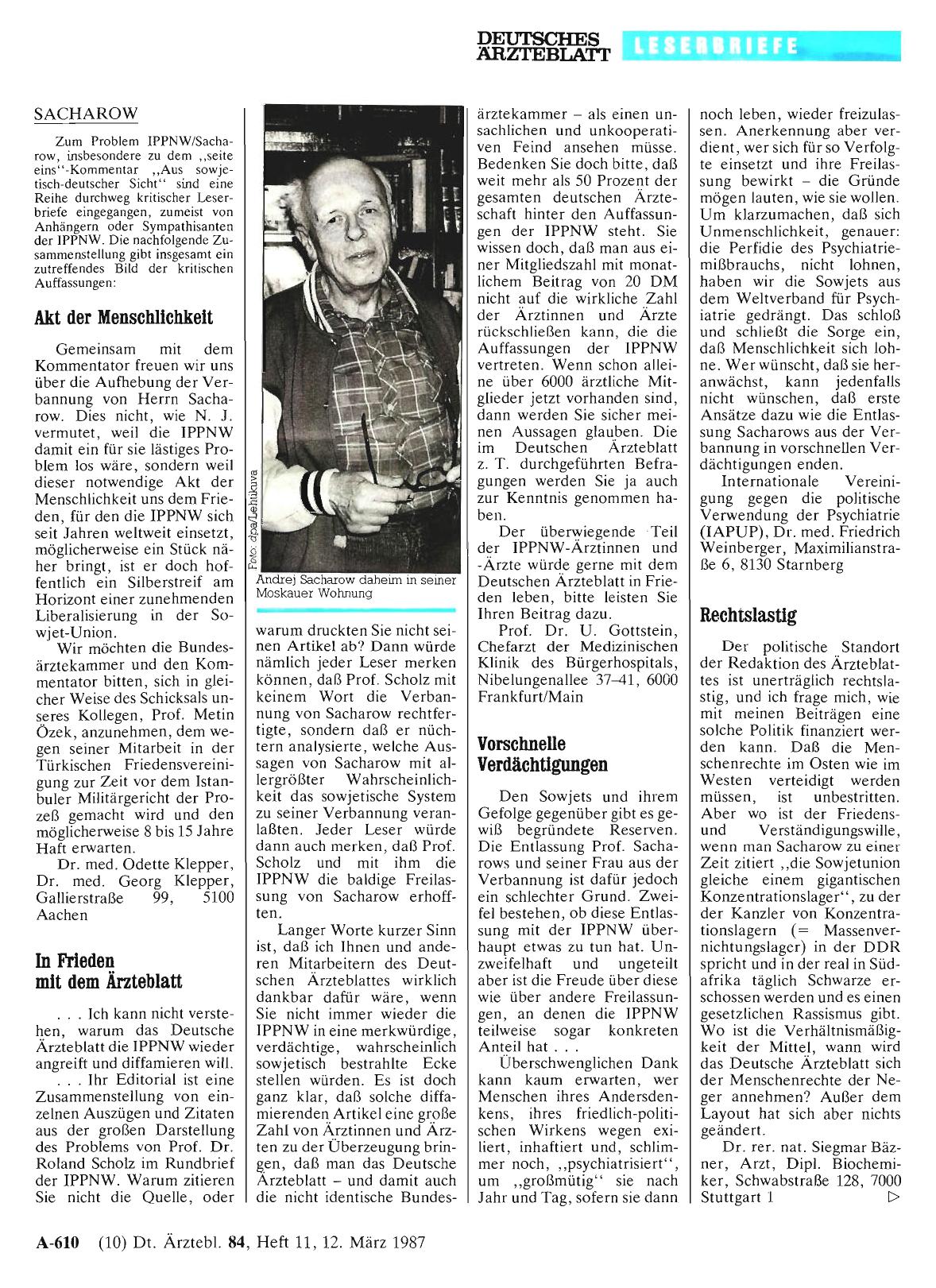 Vorschauseite 1: SACHAROW: Rechtslastig