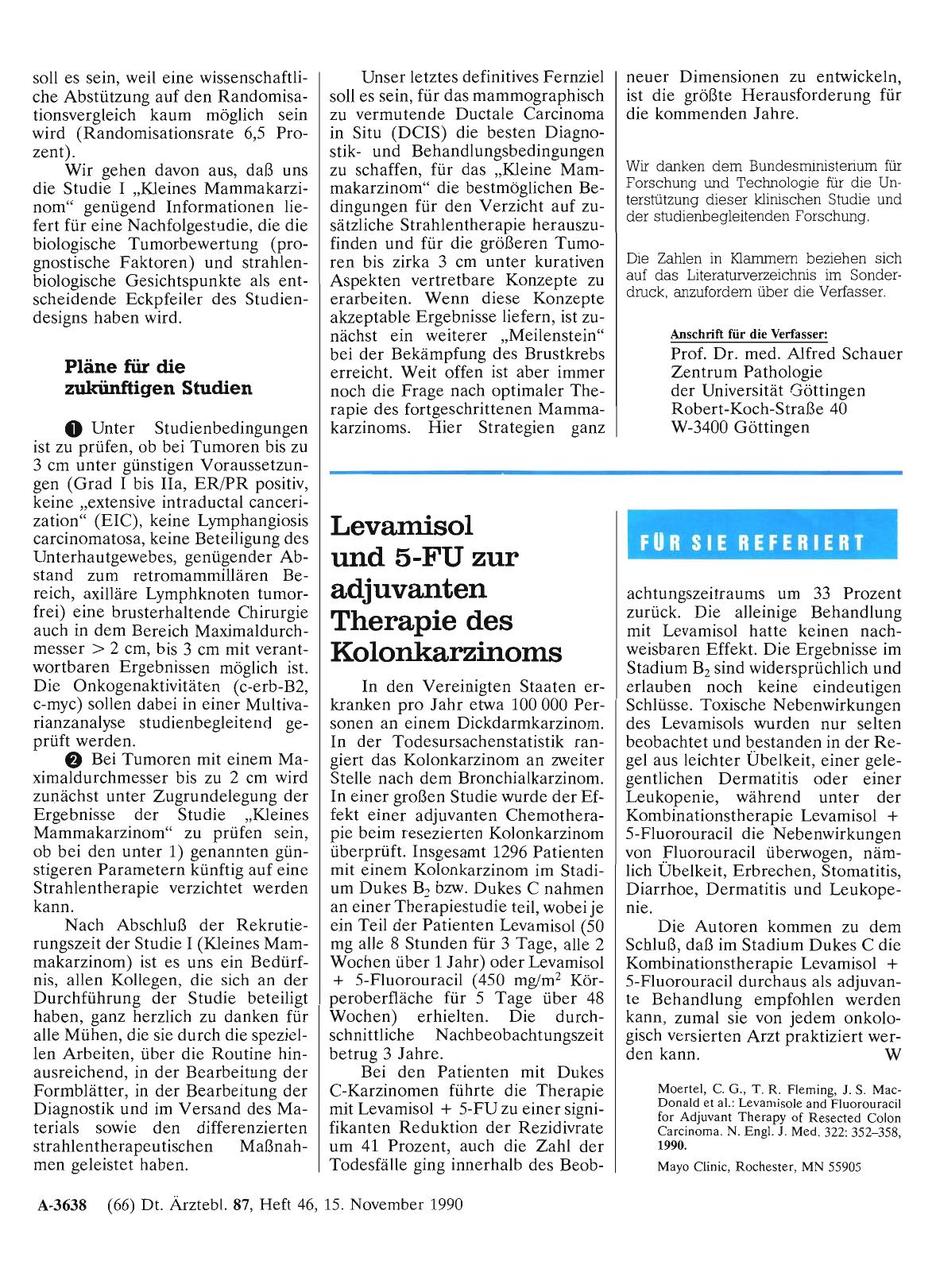 Vorschauseite 1: Levamisol und 5-FU zur adjuvanten Therapie des Kolonkarzinoms