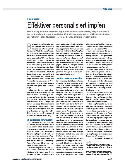 Vorschauseite 1: Herpes zoster: Effektiver personalisiert impfen