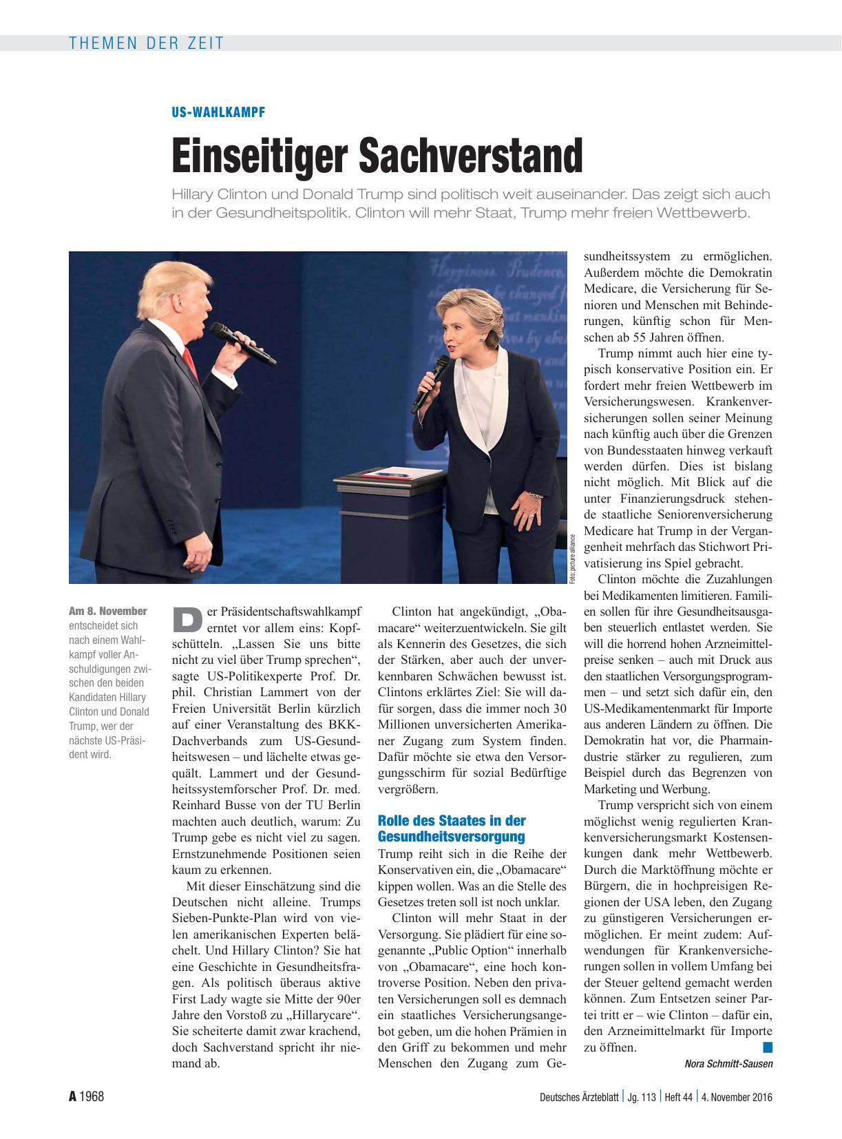 Vorschauseite 1: US-Wahlkampf: Einseitiger Sachverstand