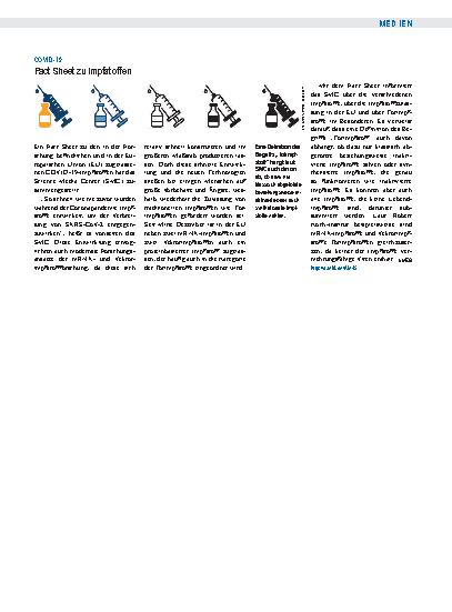 Vorschauseite 1: COVID-19: Fact Sheet zu Impfstoffen