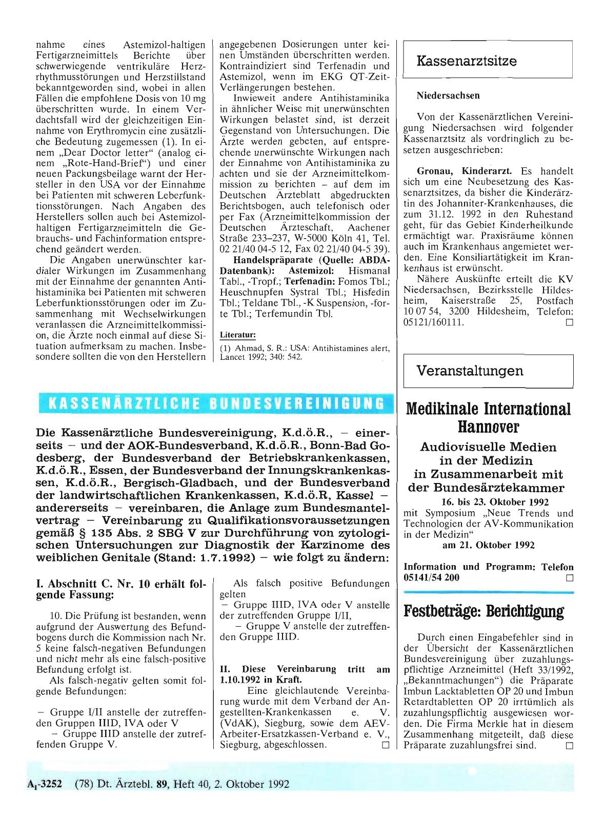 Vorschauseite 1: Anlage zum Bundesmantelvertrag — Vereinbarung zu Qualifikationsvoraussetzungen gemäß § 135 Abs. 2 SBG V zur Durchführung von zytologischen Untersuchungen zur Diagnostik der Karzin…