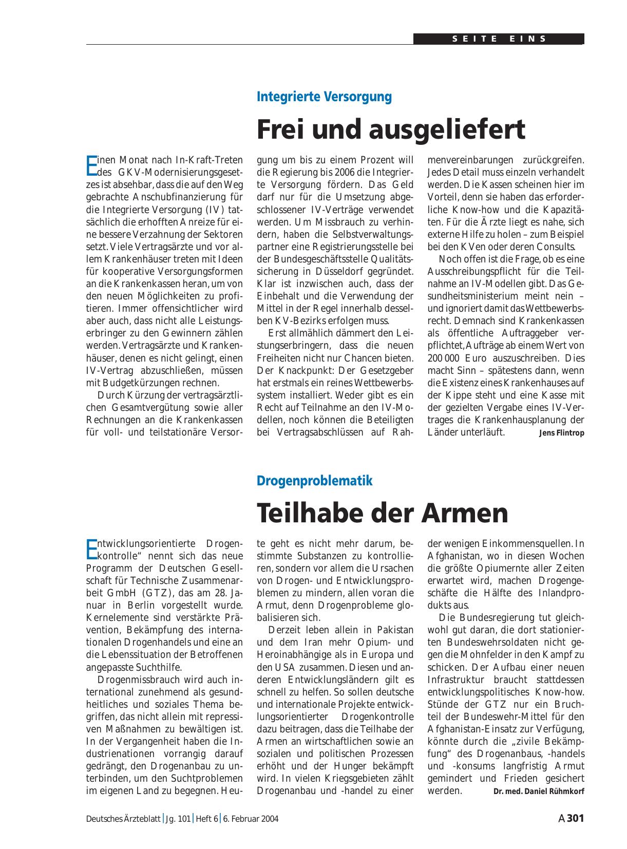 Vorschauseite 1: Drogenproblematik. Teilhabe der Armen