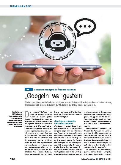 Vorschauseite 1: Künstliche Intelligenz für Ärzte und Patienten: „Googeln“ war gestern