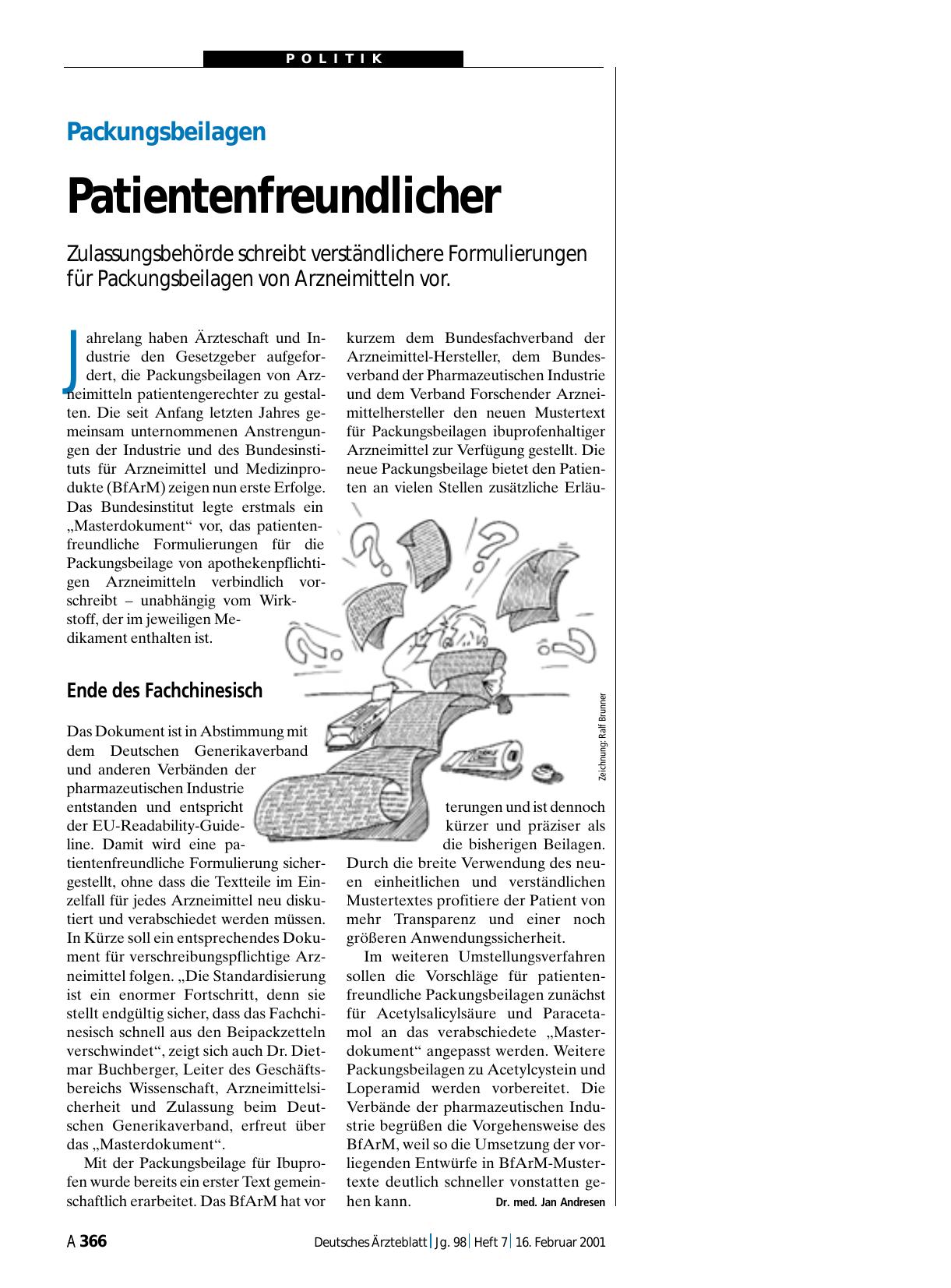 Vorschauseite 1: Packungsbeilagen: Patientenfreundlicher