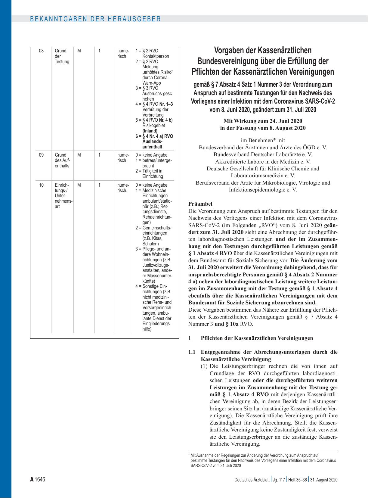 Vorschauseite 5: Vorgaben der Kassenärztlichen Bundesvereinigung über die Erfüllung der Pflichten der Leistungserbringer gemäß § 7 Absatz 4 Nummer 2 in Verbindung mit § 7 Absatz 5 und § 7 Absatz 4…