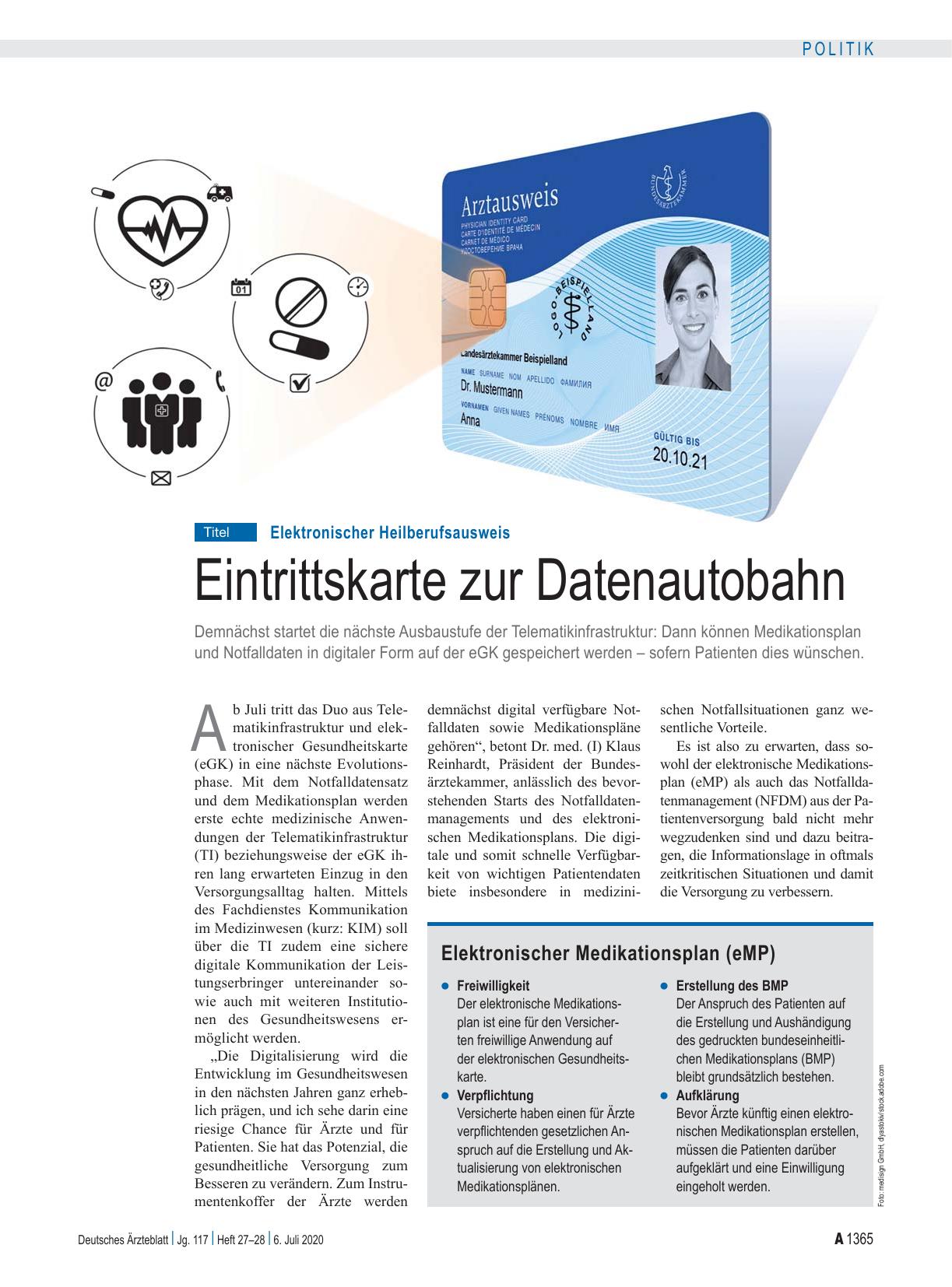 Vorschauseite 1: Elektronischer Heilberufsausweis: Eintrittskarte zur Datenautobahn