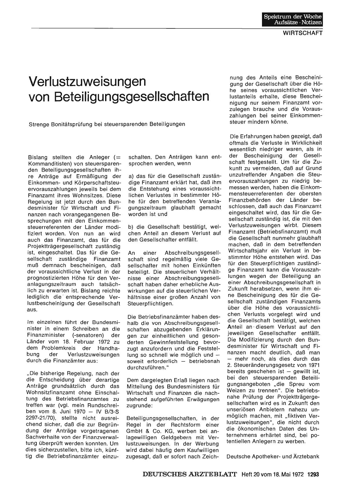Vorschauseite 1: Verlustzuweisungen von Beteiligungsgesellschaften