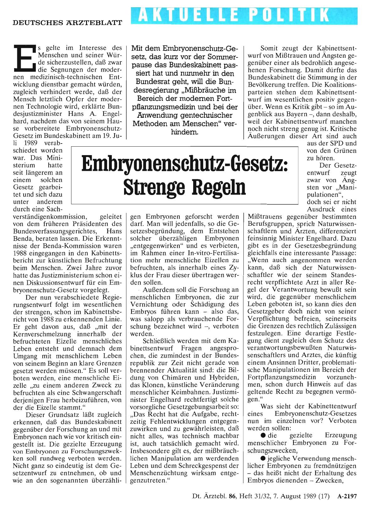 Vorschauseite 1: Embryonenschutz-Gesetz: Strenge Regeln
