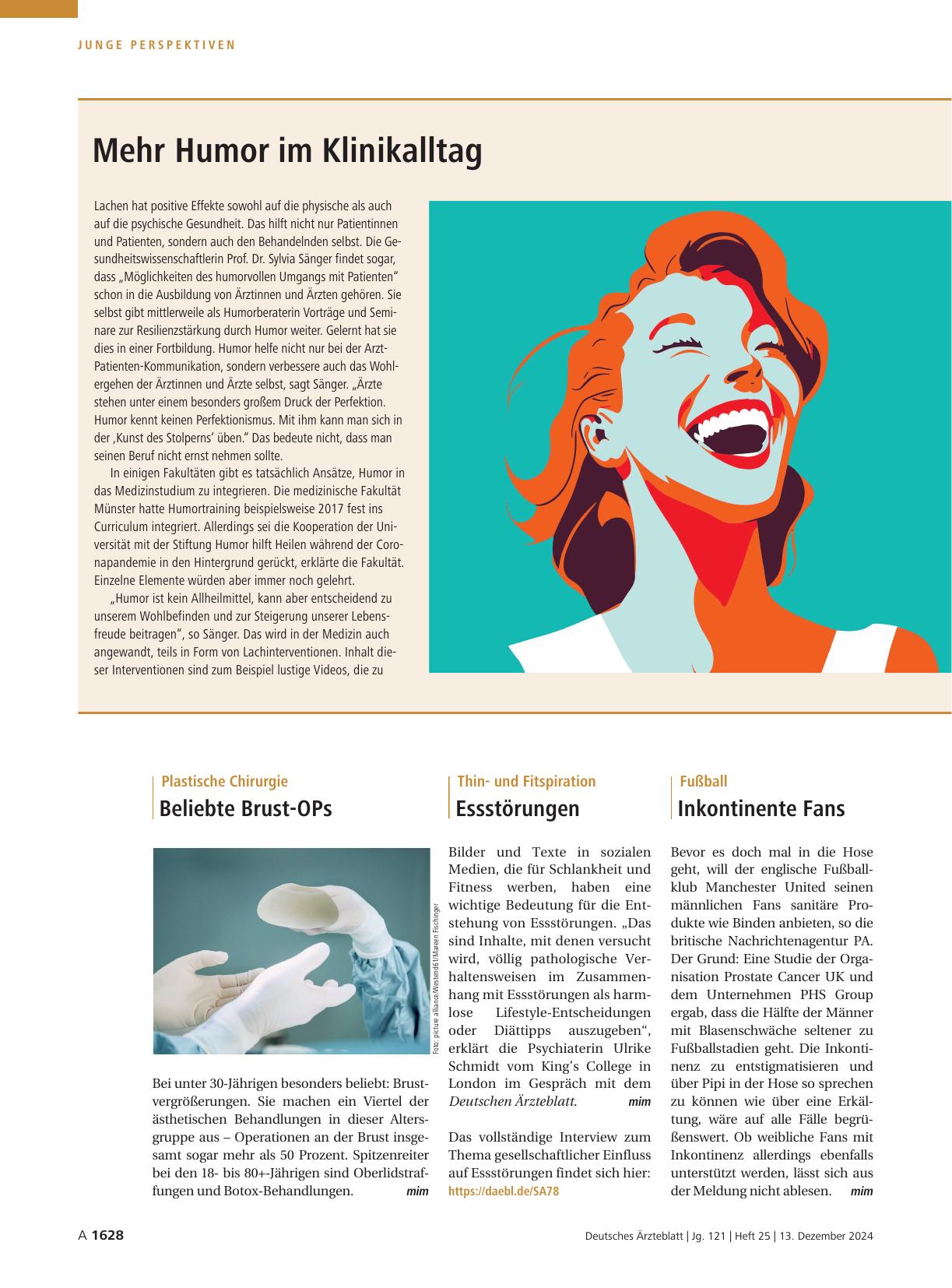 Vorschauseite 1: Mehr Humor im Klinikalltag