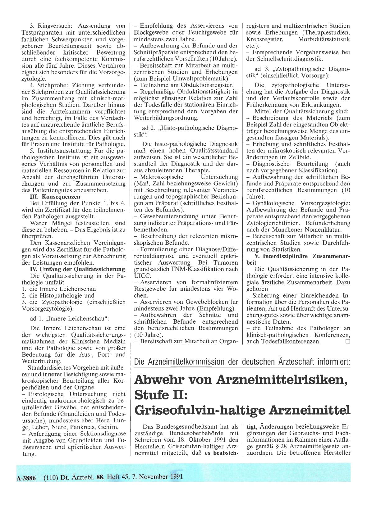 Vorschauseite 1: Die Arzneimittelkommission der deutschen Ärzteschaft informiert: Abwehr von Arzneimittelrisiken, Stufe II: Griseofulvin-haltige Arzneimittel