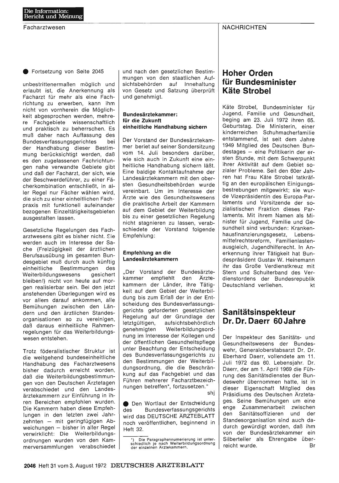Vorschauseite 1: Sanitätsinspekteur Dr. Dr. Daerr 60 Jahre