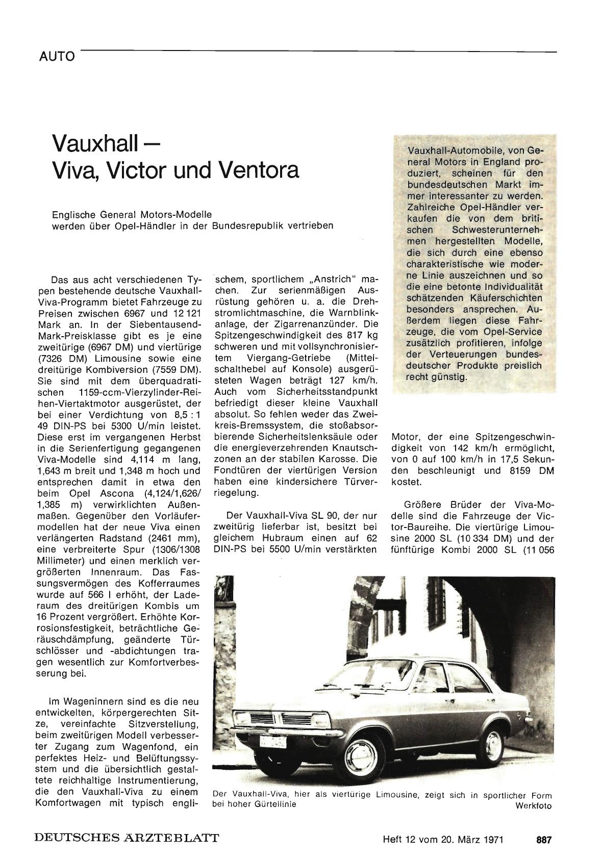 Vorschauseite 1: Vauxhall — Viva, Victor und Ventora