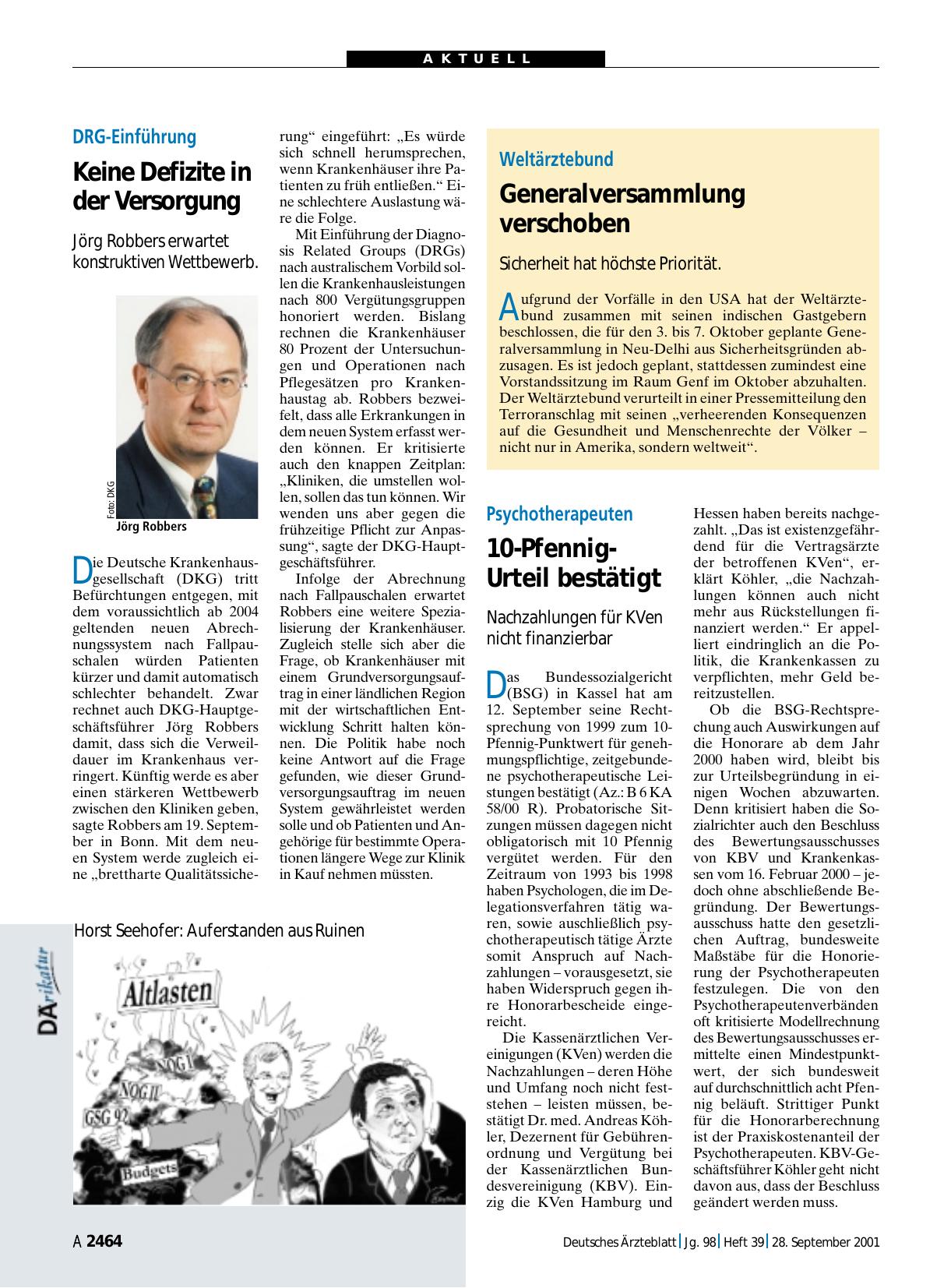 Vorschauseite 1: Psychotherapeuten: 10-Pfennig-Urteil bestätigt