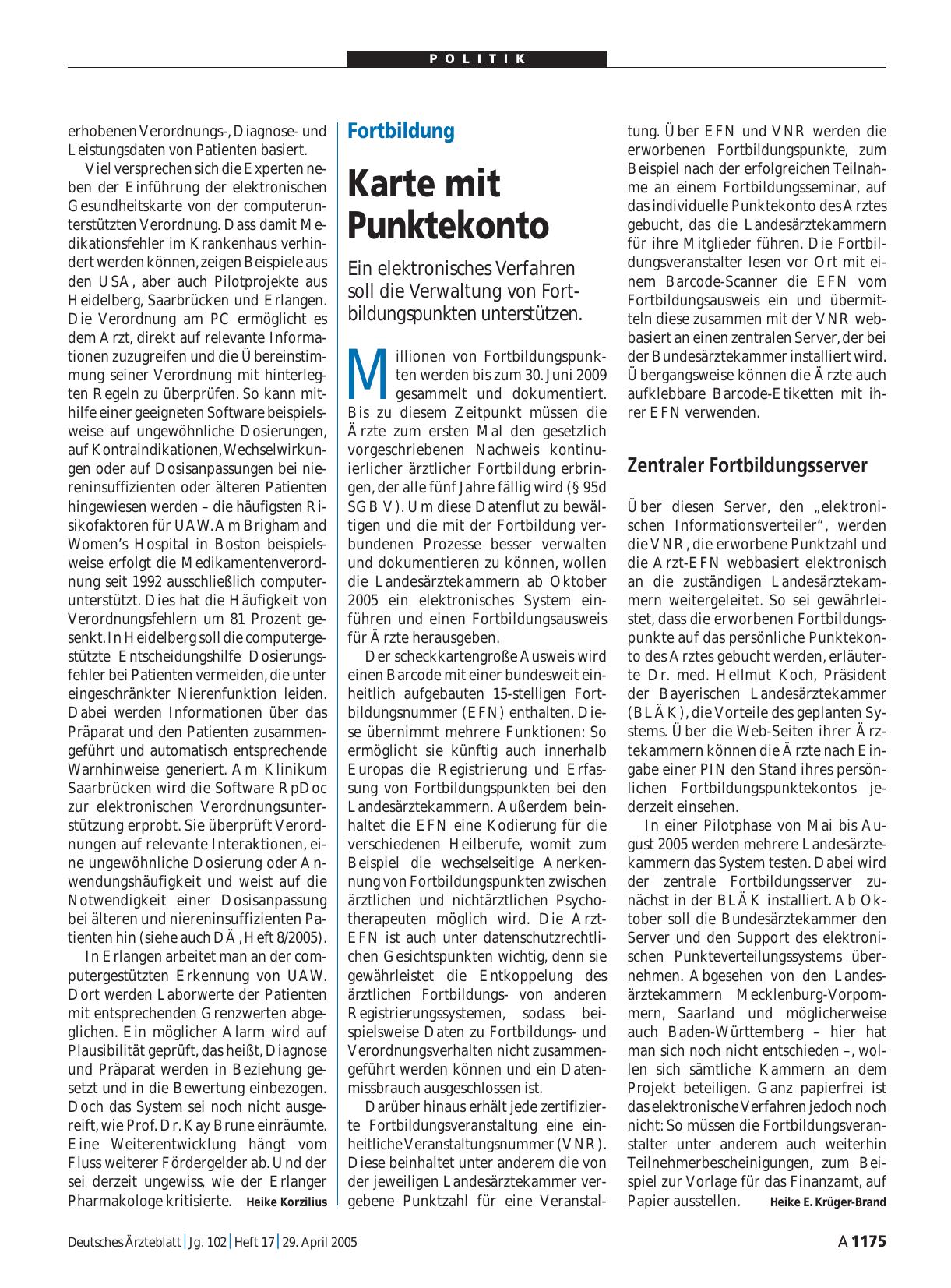 Vorschauseite 1: Fortbildung: Karte mit Punktekonto