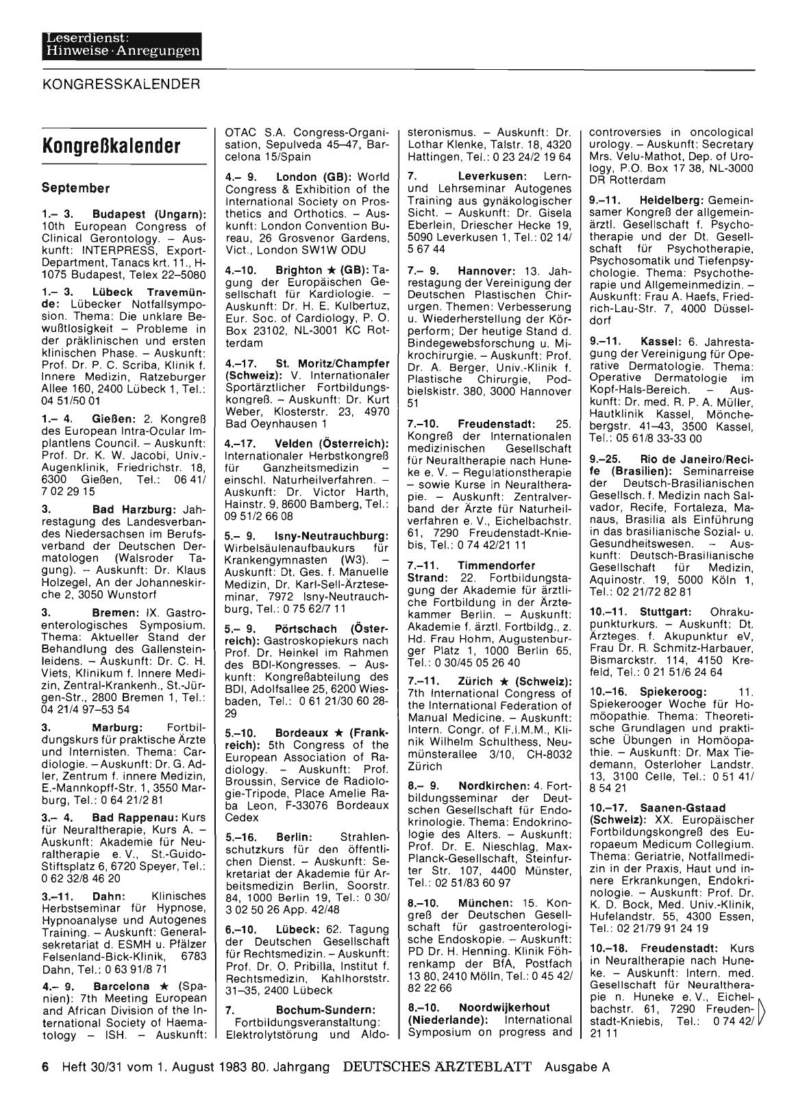 Vorschauseite 1: Kongreßkalender