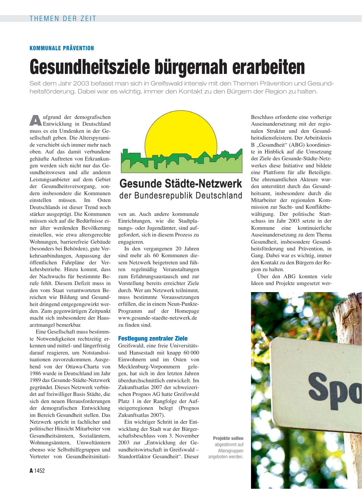 Vorschauseite 1: Kommunale Prävention: Gesundheitsziele bürgernah erarbeiten