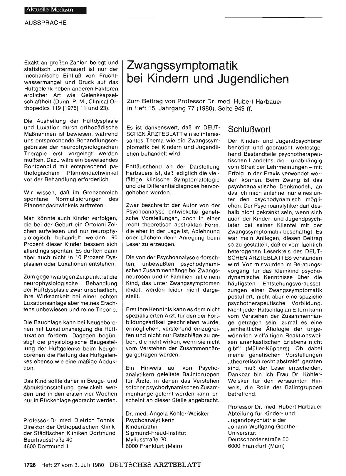 Vorschauseite 1: Zwangssymptomatik bei Kindern und Jugendlichen: Schlußwort