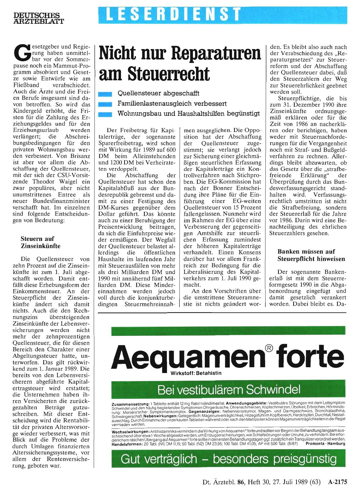 Vorschauseite 1: Nicht nur Reparaturen am Steuerrecht