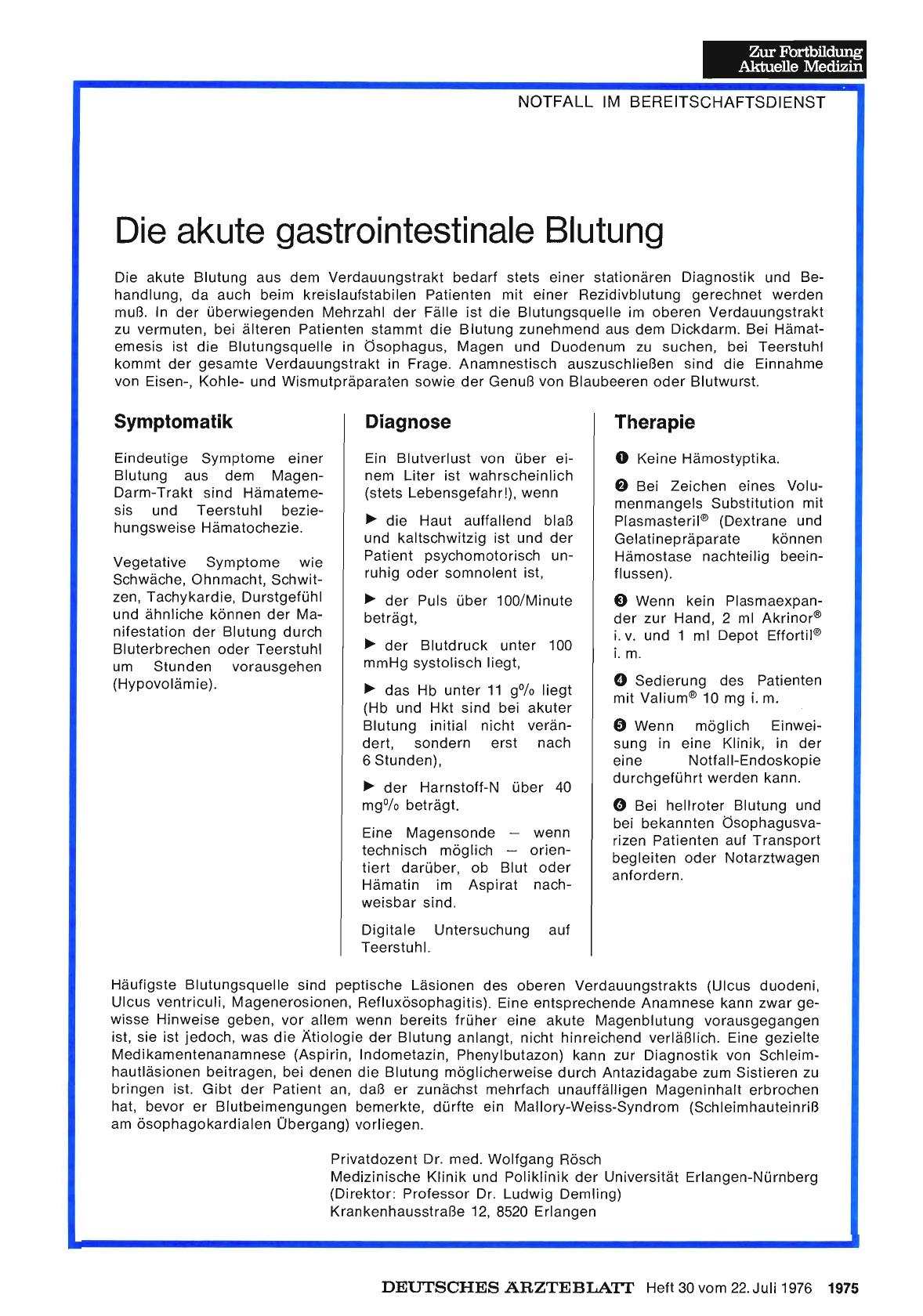 Vorschauseite 1: Die akute gastrointestinale Blutung