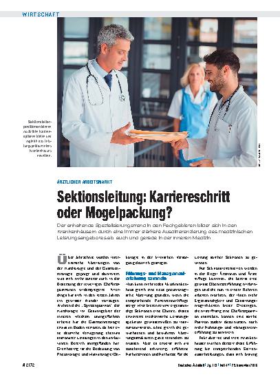 Vorschauseite 1: Ärztlicher Arbeitsmarkt: Sektionsleitung – Karriereschritt oder Mogelpackung?