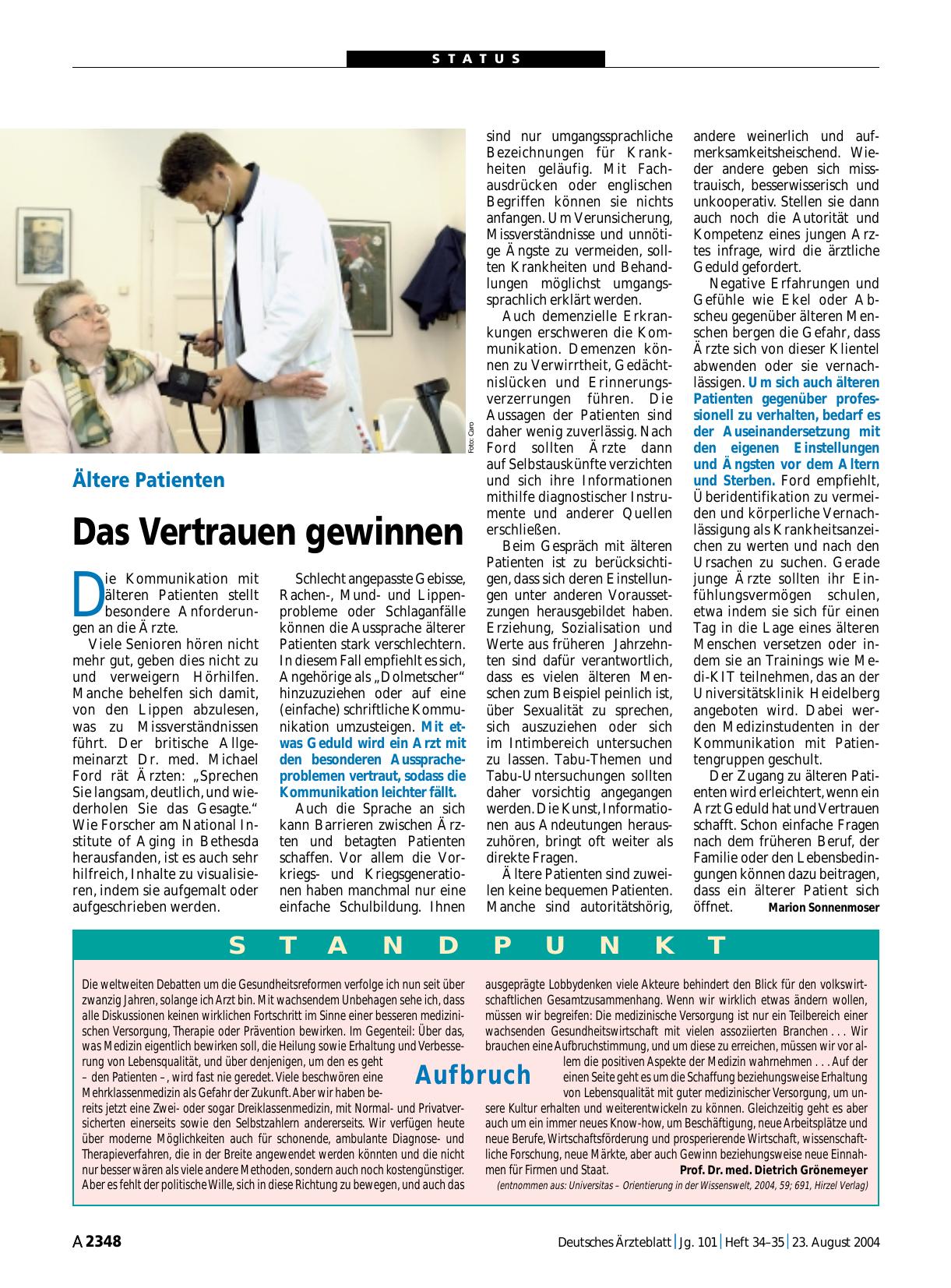 Vorschauseite 1: Ältere Patienten: Das Vertrauen gewinnen