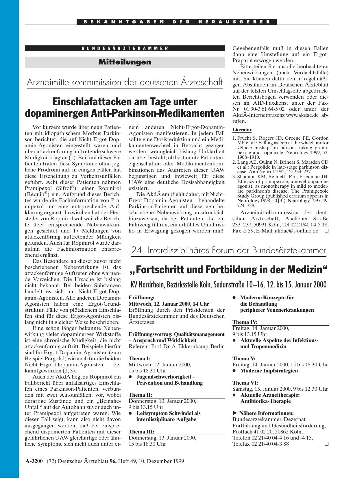 Vorschauseite 1: 24. Interdisziplinäres Forum der Bundesärztekammer: „Fortschritt und Fortbildung in der Medizin“
