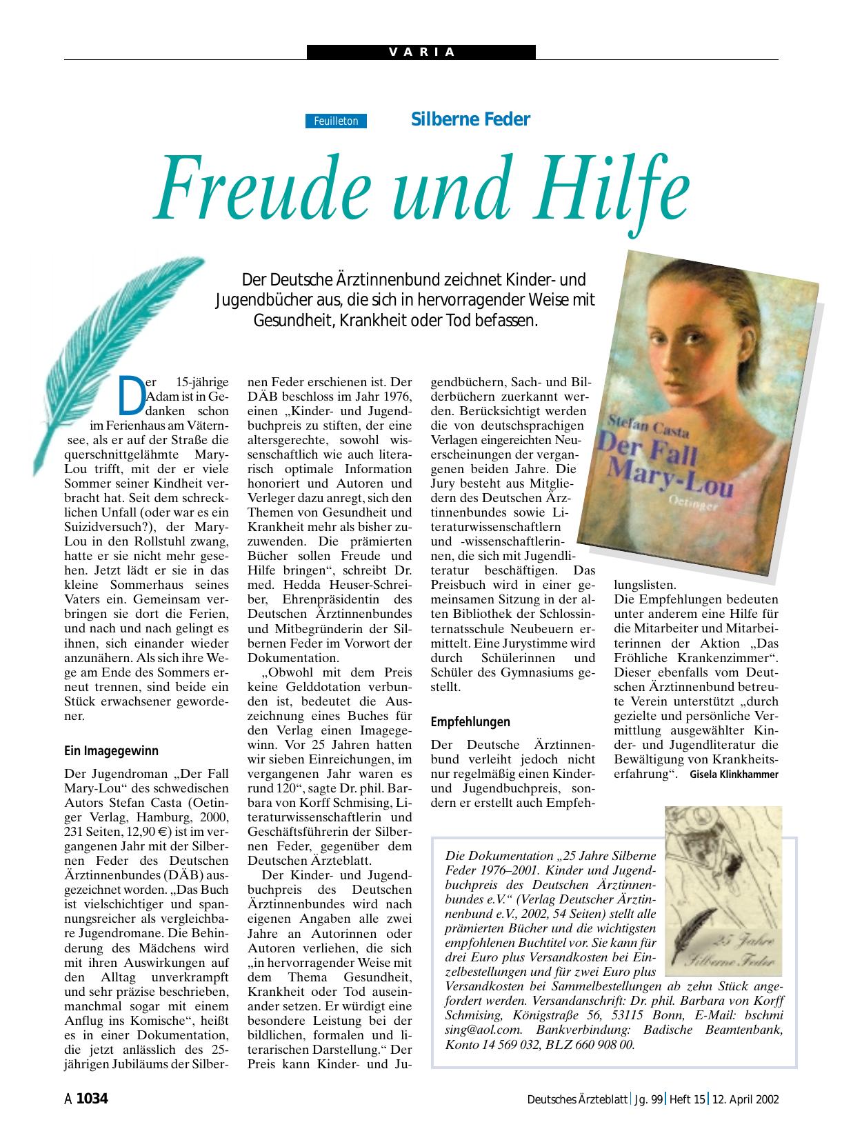 Vorschauseite 1: Silberne Feder: Freude und Hilfe