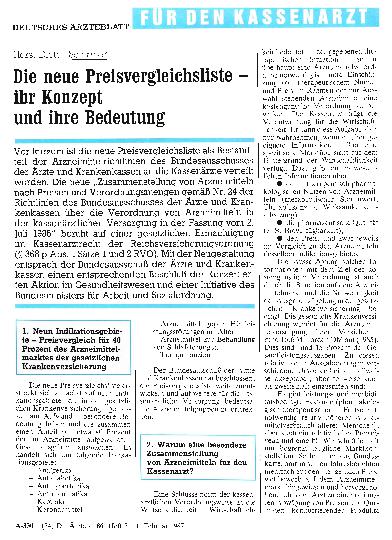 Vorschauseite 1: Die neue Preisvergleichsliste - ihr Konzept und ihre Bedeutung