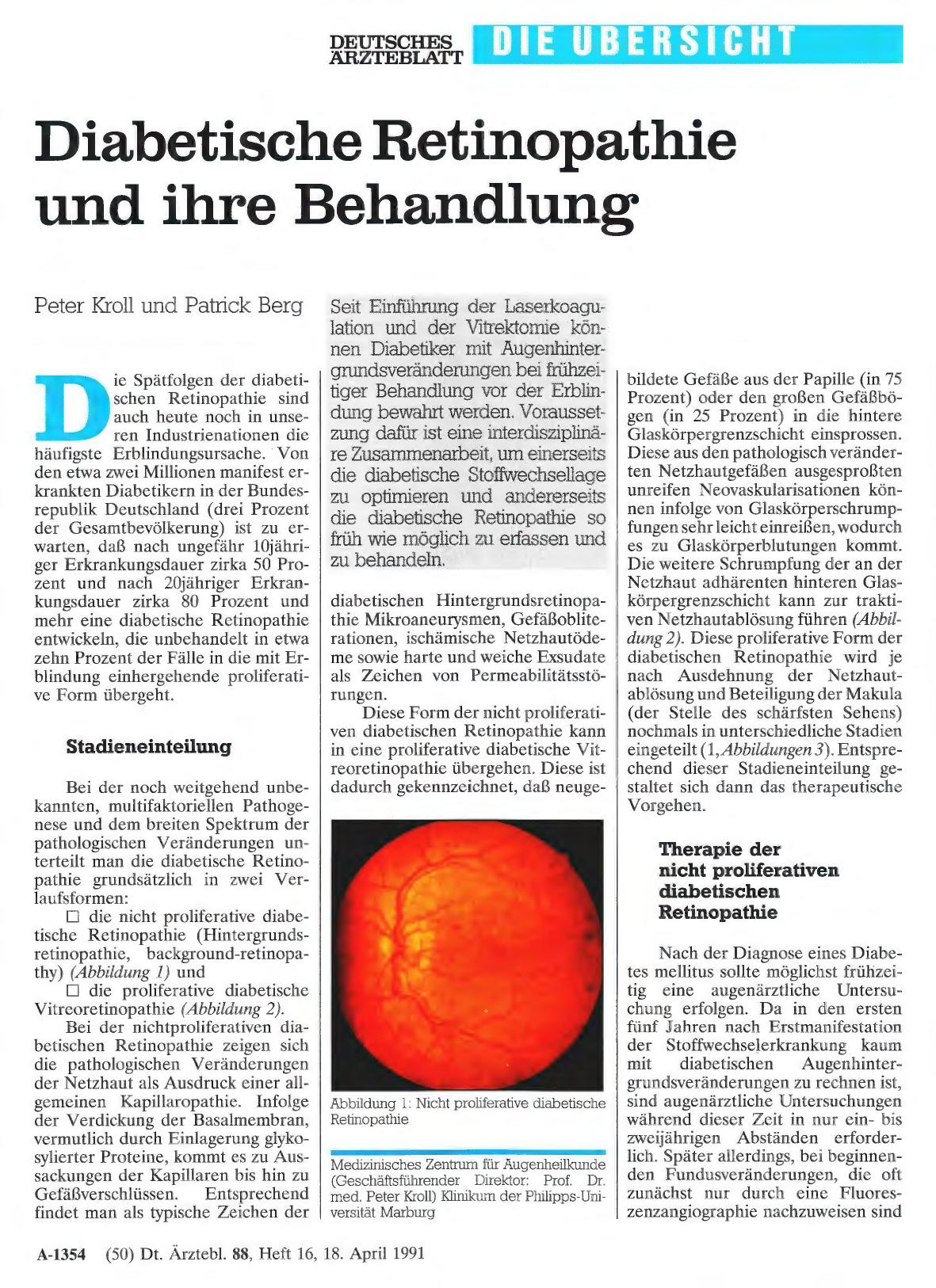 Vorschauseite 1: Diabetische Retinopathie und ihre Behandlung