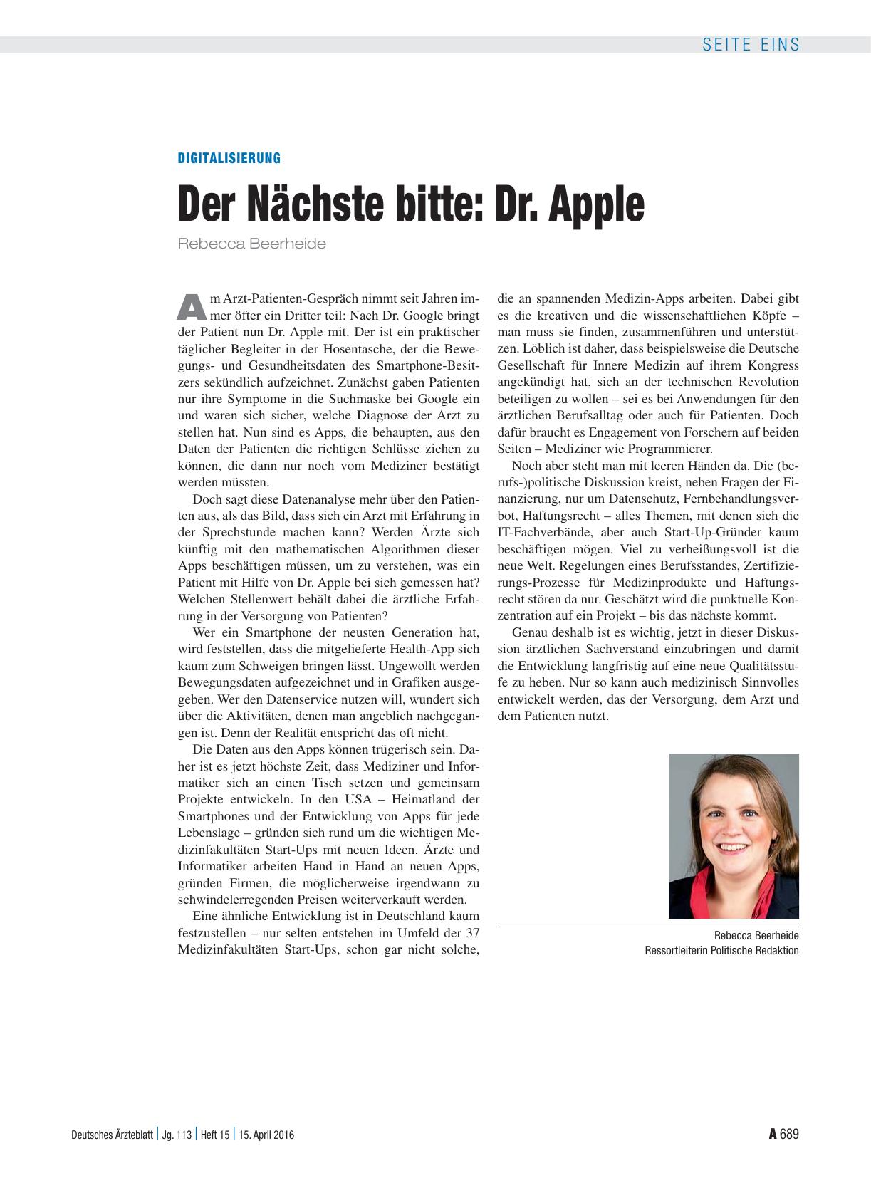 Vorschauseite 1: Digitalisierung: Der Nächste bitte – Dr. Apple