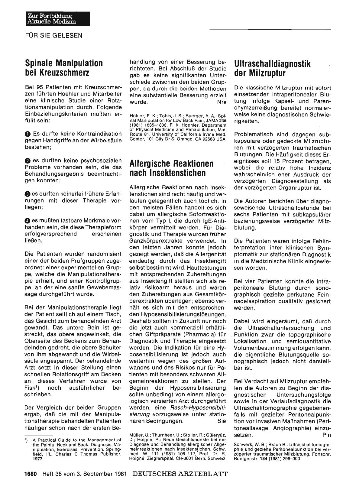 Vorschauseite 1: Allergische Reaktionen nach Insektenstichen