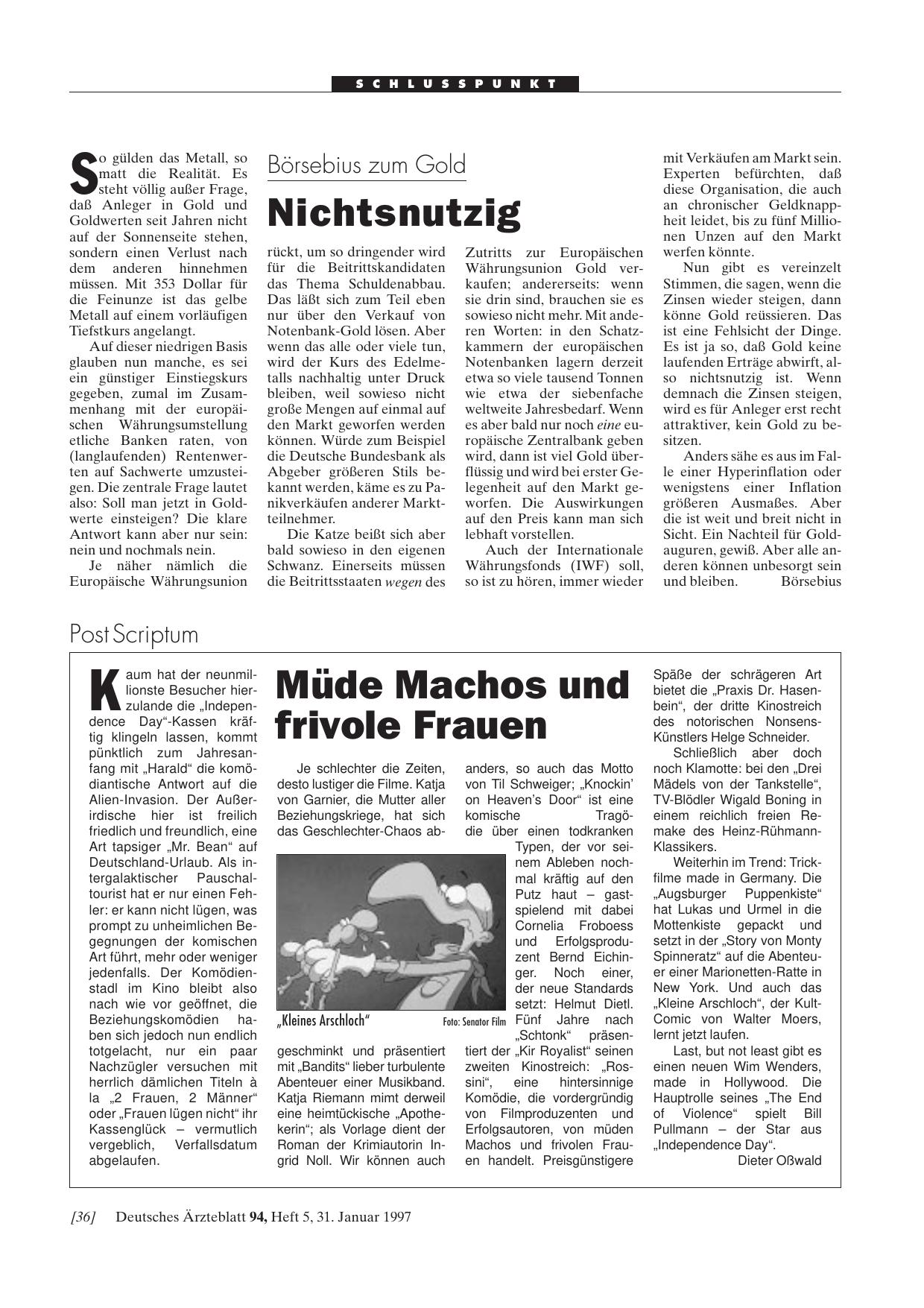 Vorschauseite 1: Börsebius zum Gold: Nichtsnutzig