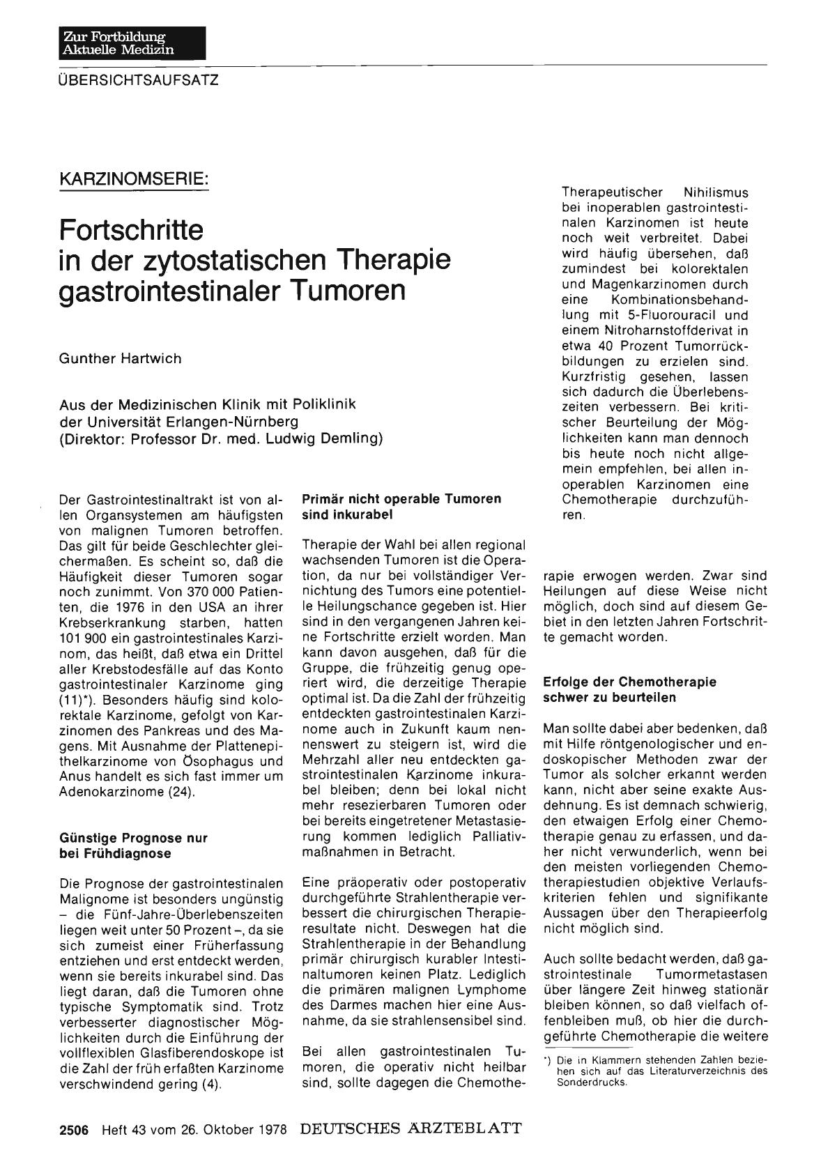 Vorschauseite 1: KARZINOMSERIE: Fortschritte in der zytostatischen Therapie gastrointestinaler Tumoren