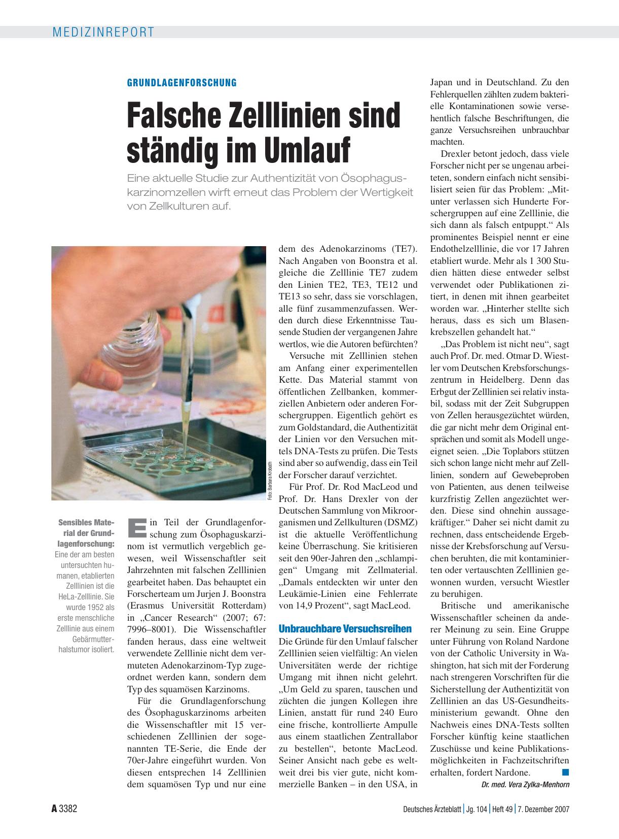 Vorschauseite 1: Grundlagenforschung: Falsche Zelllinien sind ständig im Umlauf