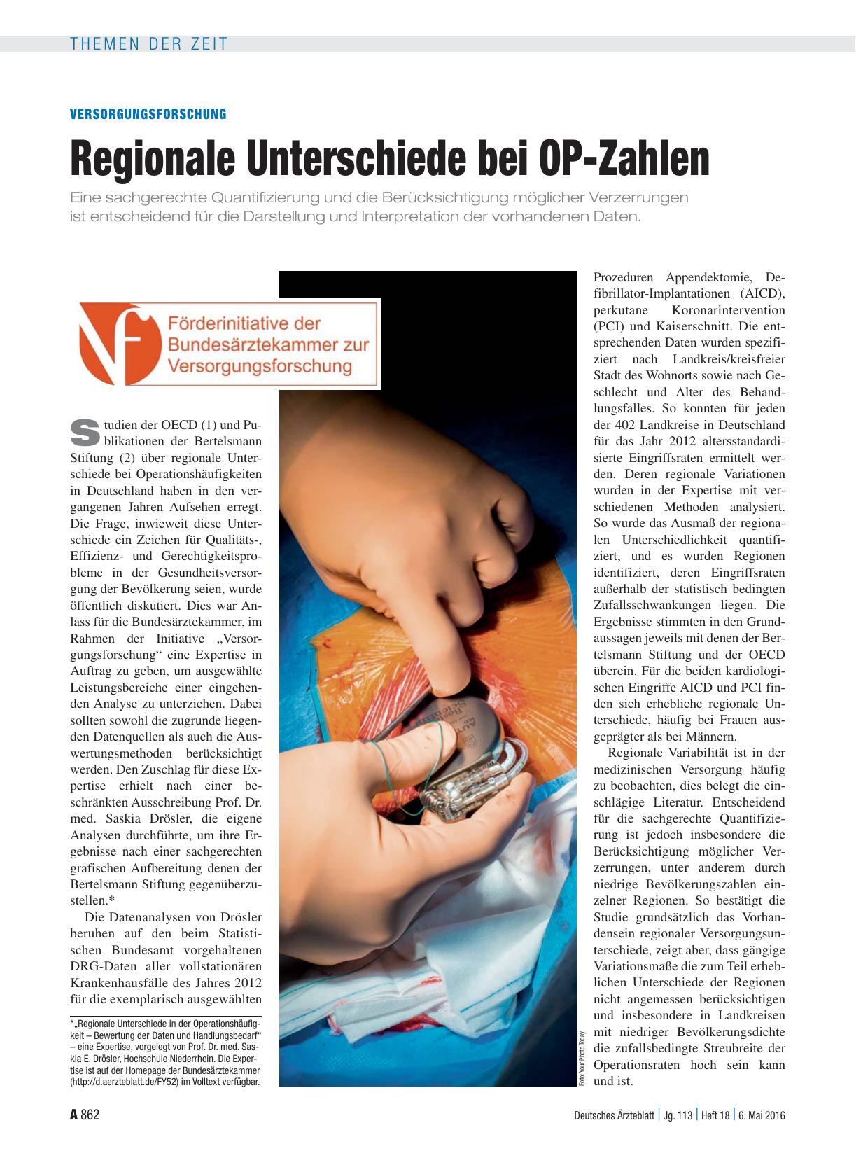 Vorschauseite 1: Versorgungsforschung: Regionale Unterschiede bei OP-Zahlen