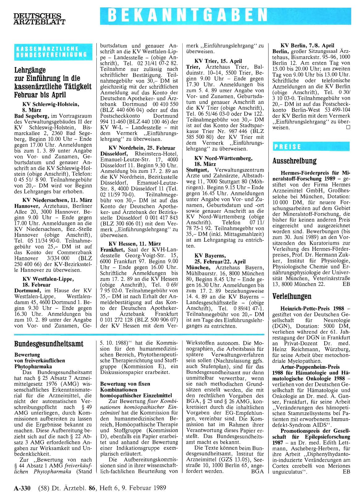 Vorschauseite 1: Bundesgesundheitsamt: Bewertung von fixen Kombinationen homöopathischer Einzelmittel