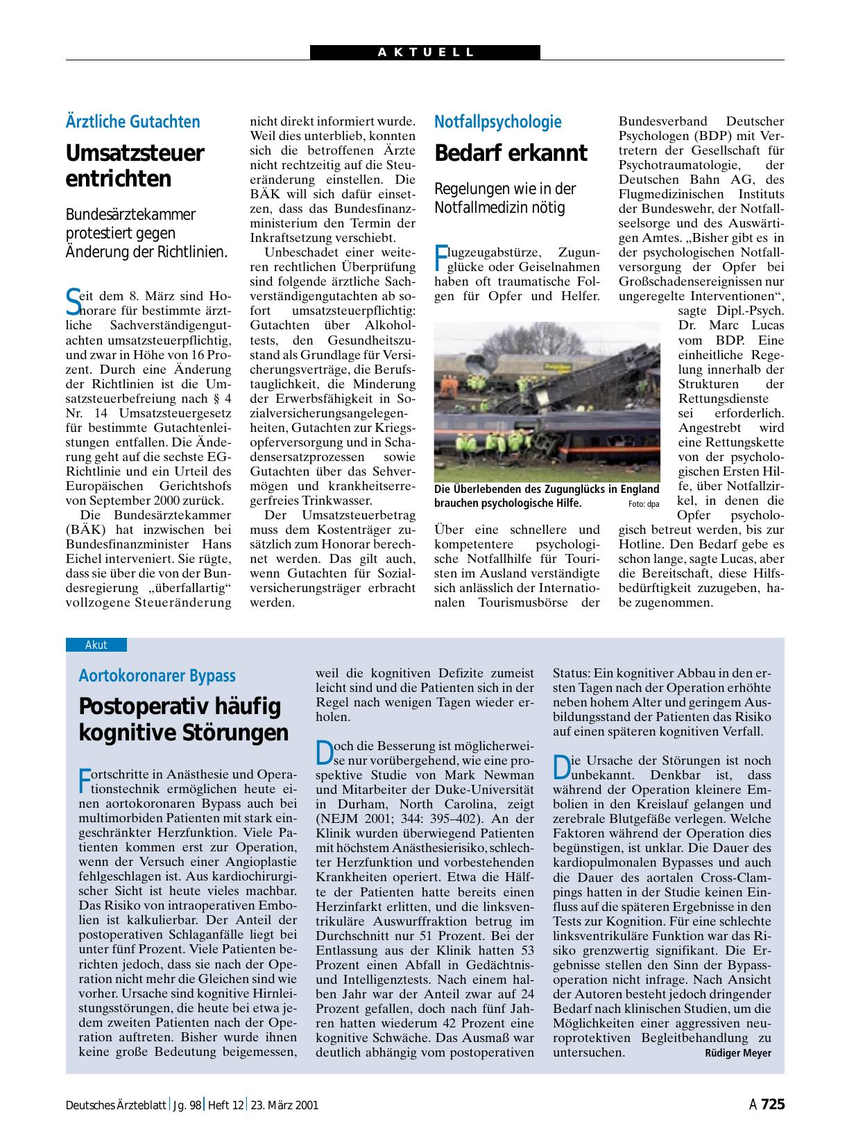 Vorschauseite 1: Notfallpsychologie: Bedarf erkann