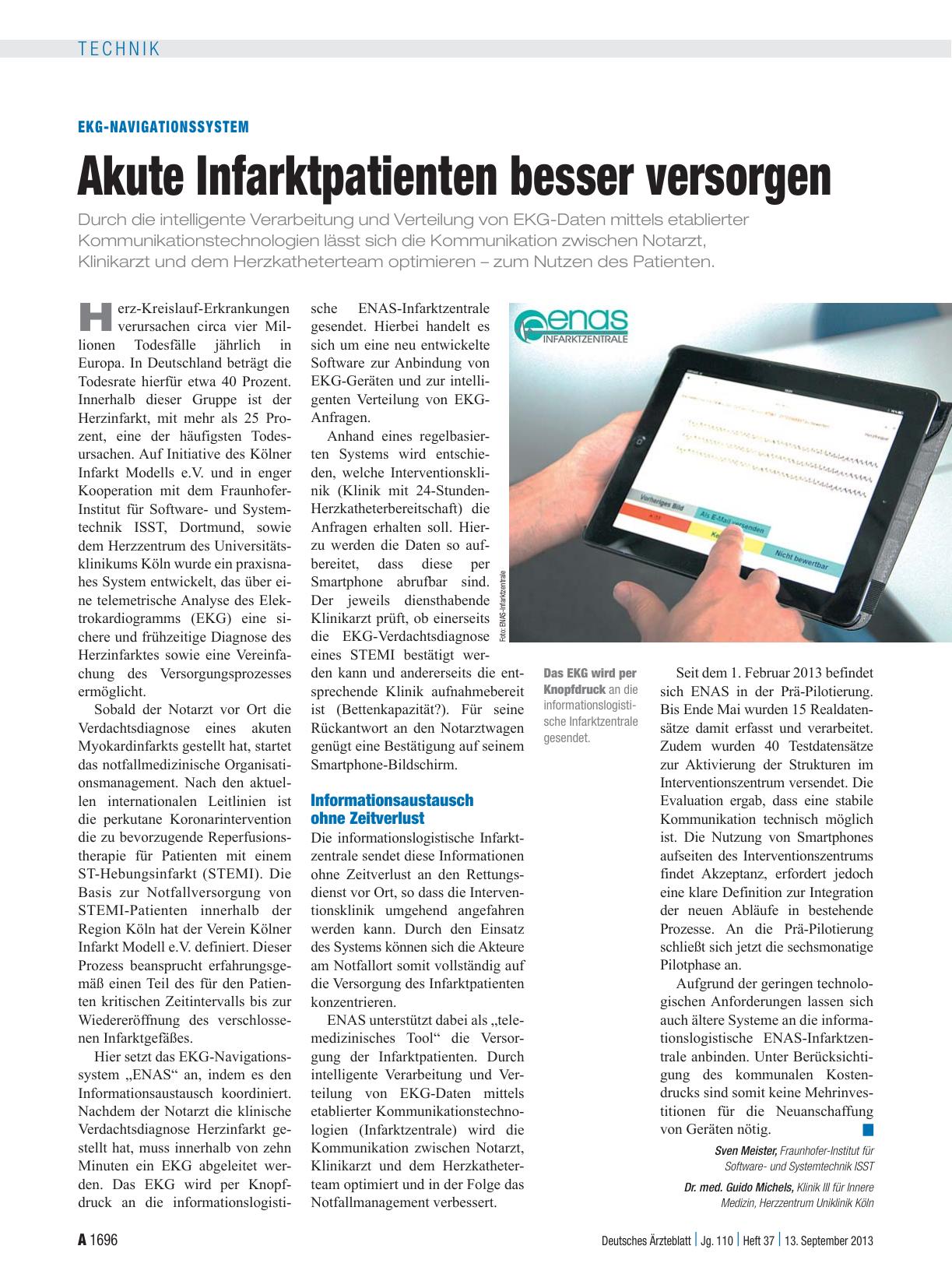 Vorschauseite 1: EKG-Navigationssystem: Akute Infarktpatienten besser versorgen