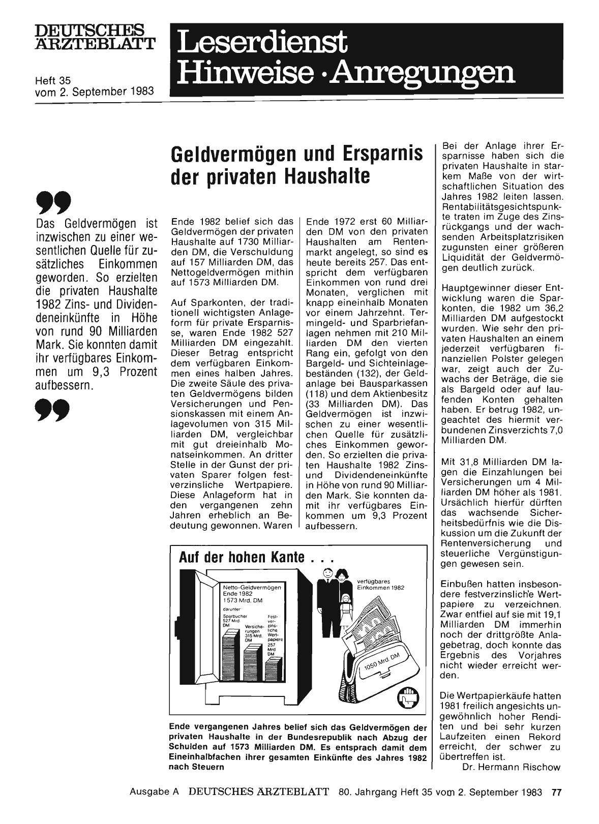 Vorschauseite 1: Geldvermögen und Ersparnis der privaten Haushalte