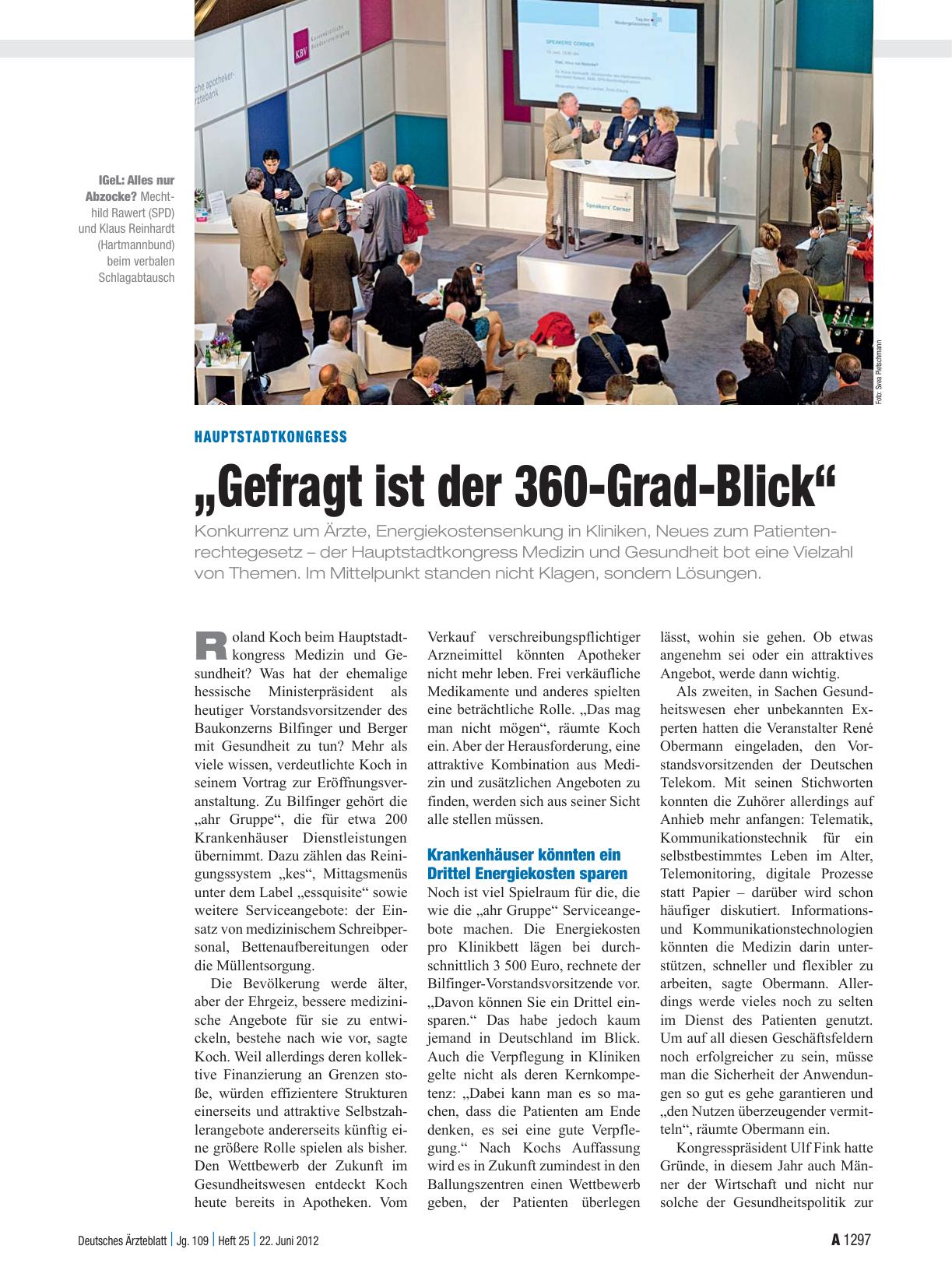 Vorschauseite 1: Hauptstadtkongress: „Gefragt ist der 360-Grad-Blick“