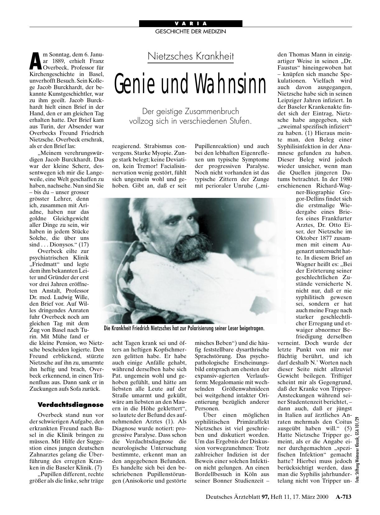 Vorschauseite 1: Nietzsches Krankheit: Genie und Wahnsinn