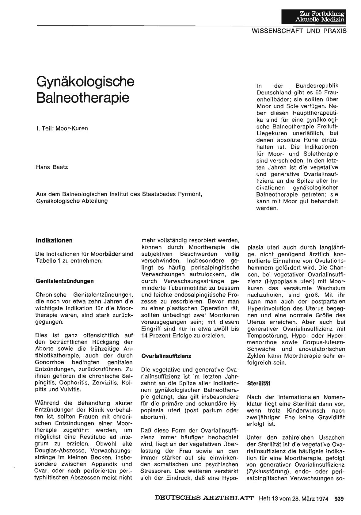 Vorschauseite 1: Gynäkologische Balneotherapie
