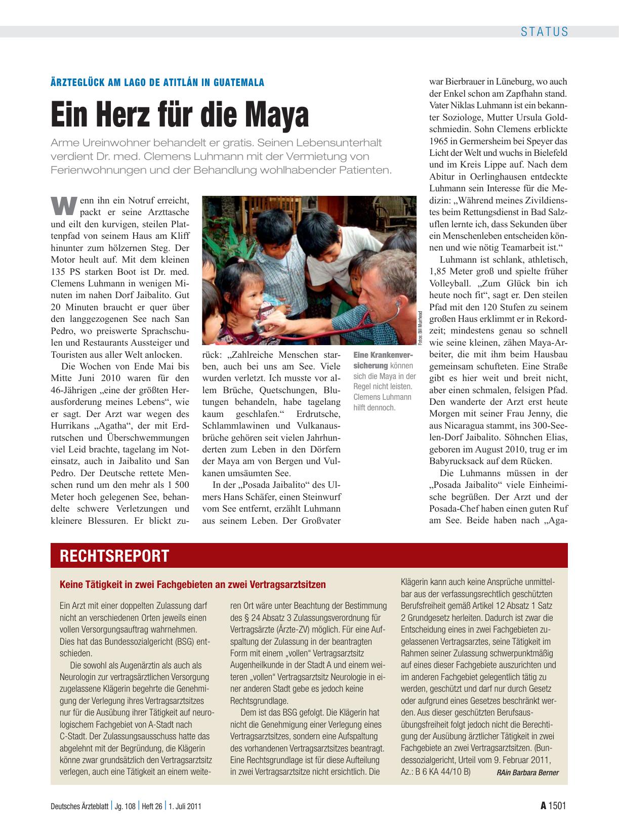 Vorschauseite 1: Ärzteglück am Lago de Atitlán in Guatemala: Ein Herz für die Maya