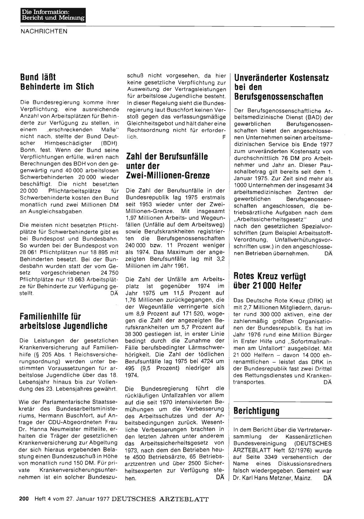Vorschauseite 1: Zahl der Berufsunfälle unter der Zwei-Millionen-Grenze