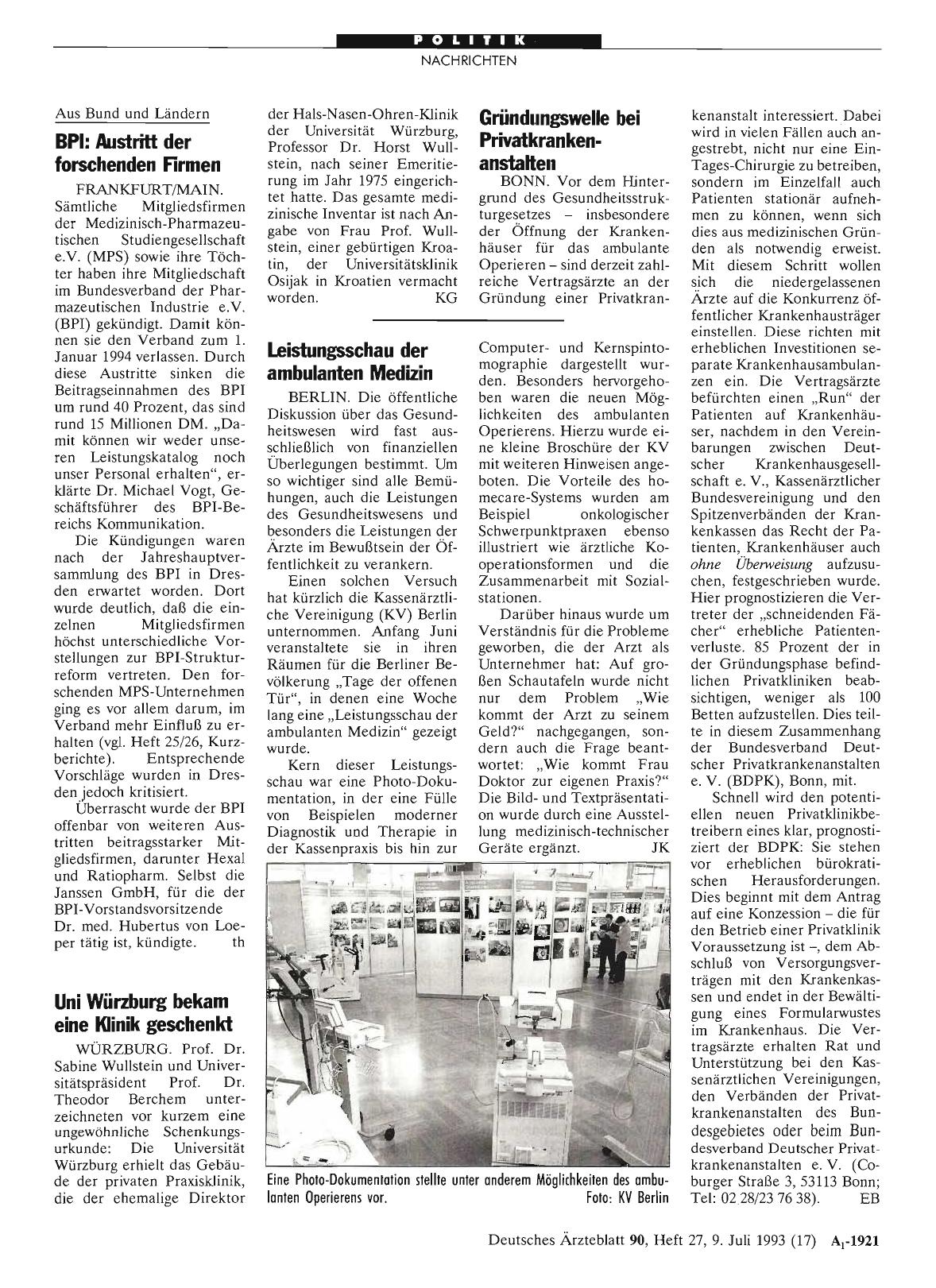 Vorschauseite 1: Uni Würzburg bekam eine Klinik geschenkt