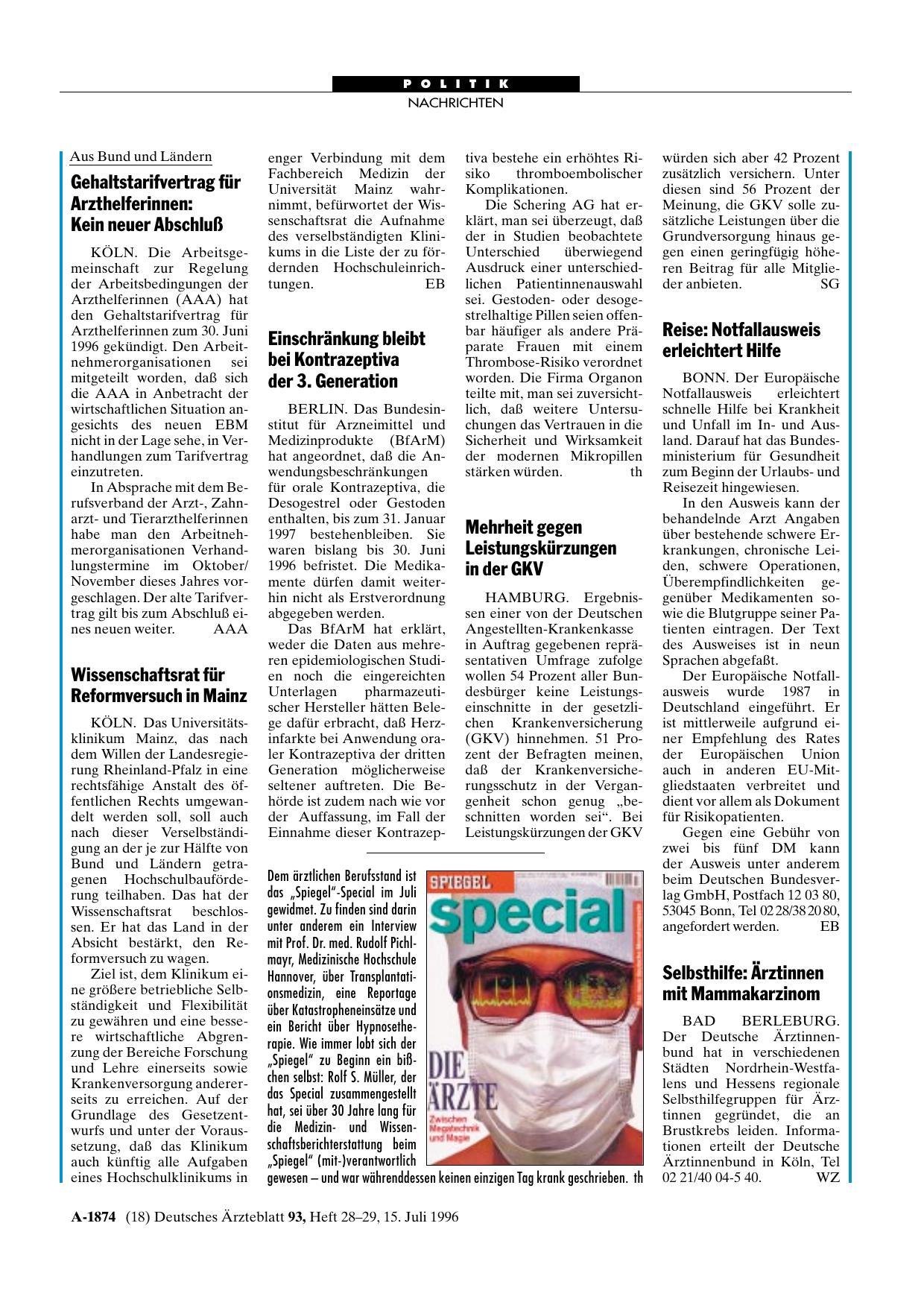 Vorschauseite 1: Einschränkung bleibt bei Kontrazeptiva der 3. Generation