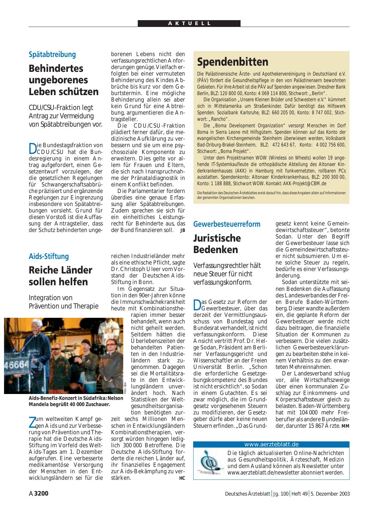 Vorschauseite 1: Spendenbitten
