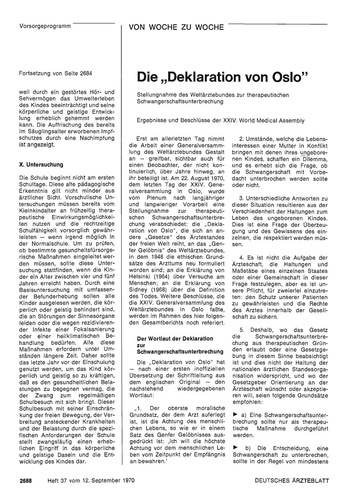 Vorschauseite 1: Die „Deklaration von Oslo"